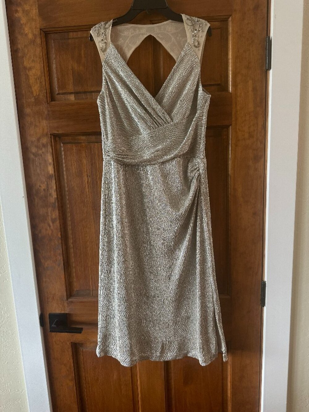 Ralph Lauren Silver Sleeveless Beaded Dress – Size 8, Brand New